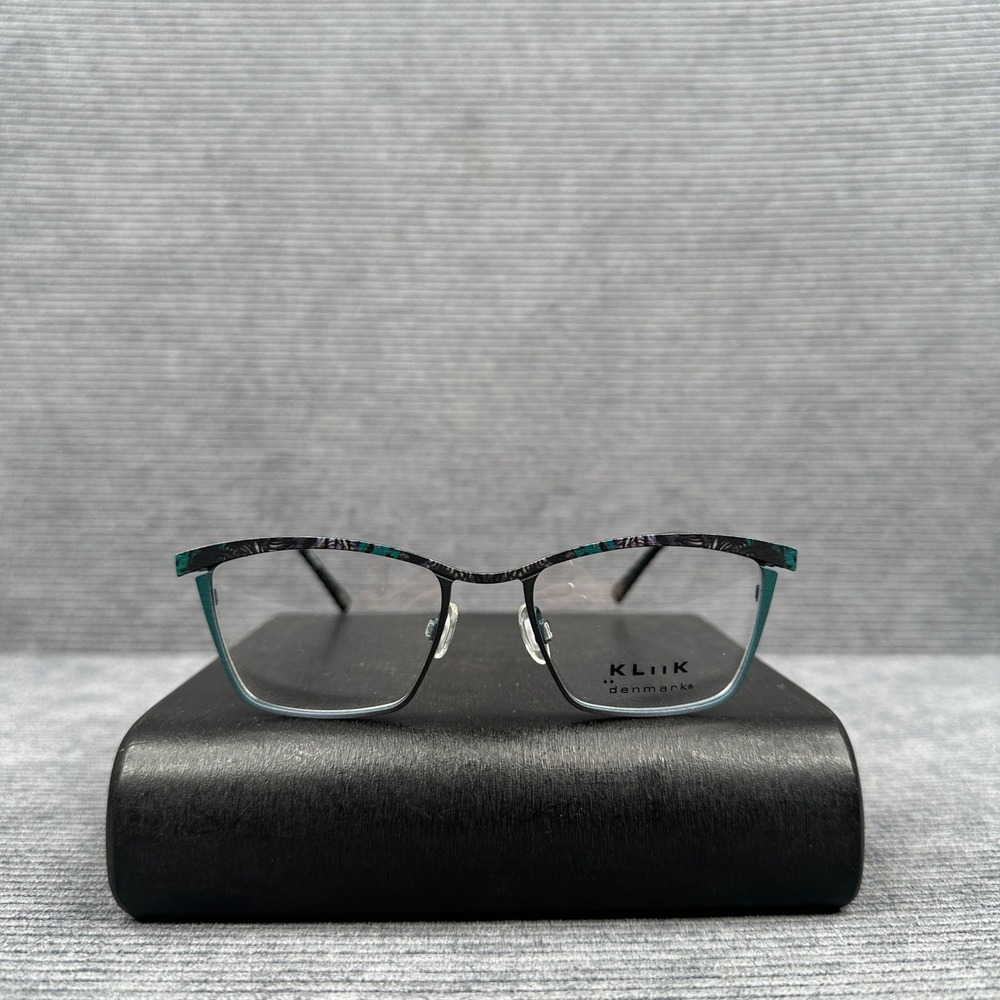 Kliik Denmark 611 Teal Black Rectangular y2k Eyeglasses Frames 48-17-140 col.512